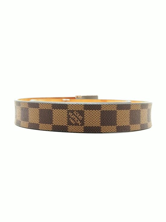 Authentic Louis Vuitton Damier Ebene Belt Silver Buckle Luxury Designer